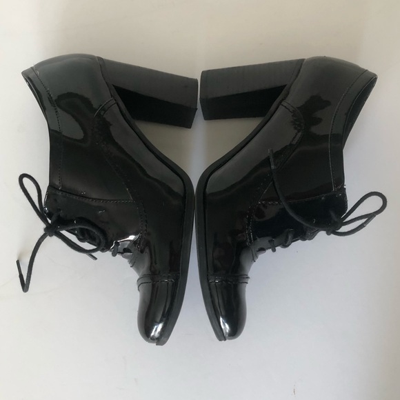 Nine West Faux Patent Leather Oxford Heels Black Size 9 Dark Academia Goth - Picture 8 of 11